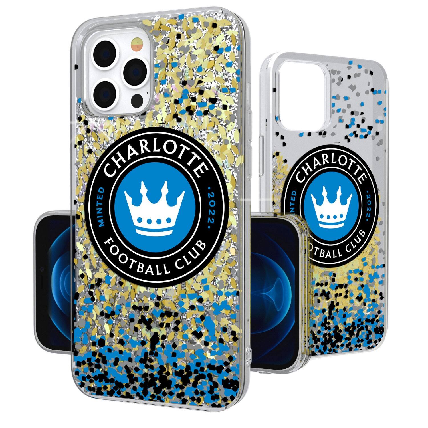 Keyscaper - MLS - Charlotte FC iPhone Confetti Glitter Design Case - 14 - Multicolor