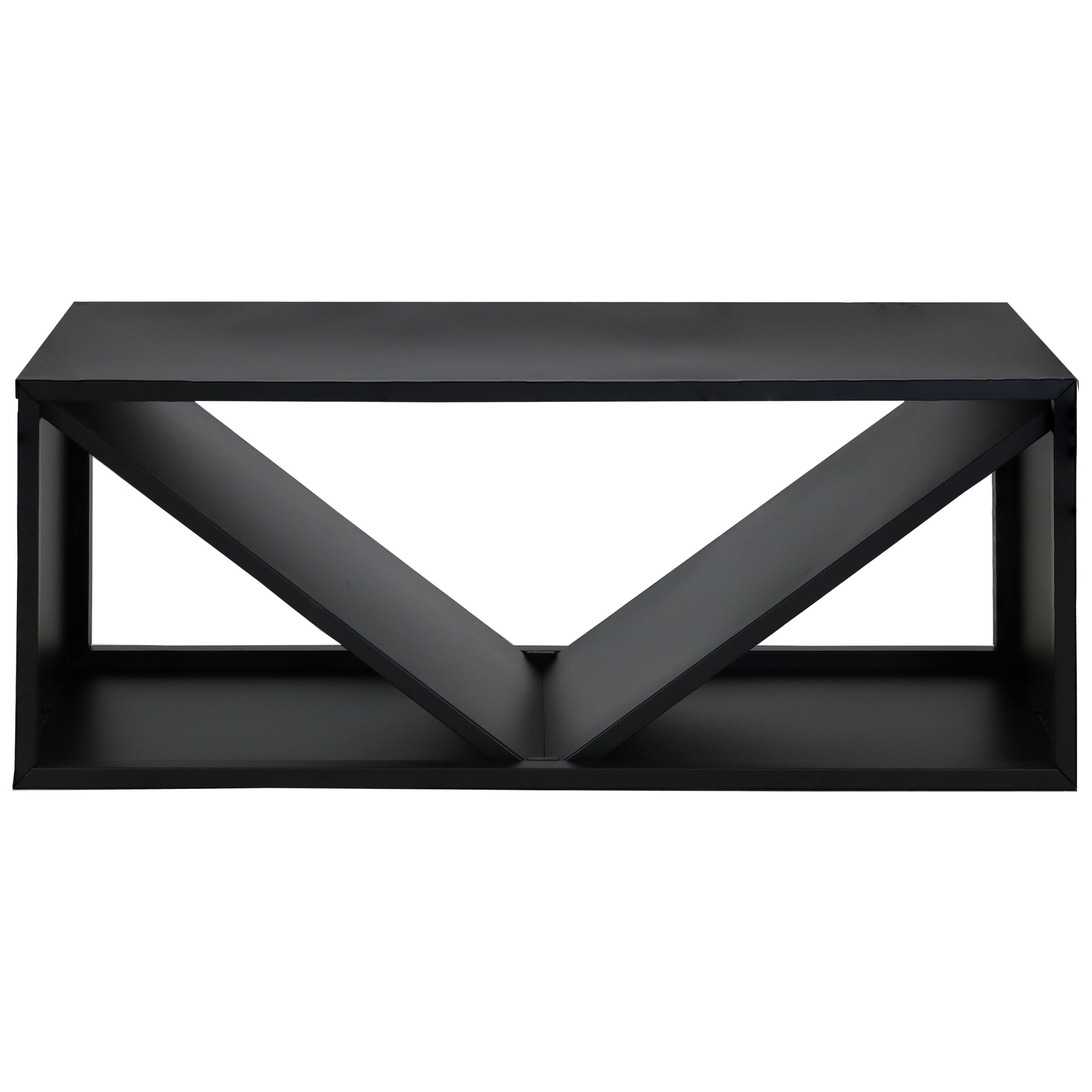 Alt View 5. Sunnydaze - 41 in Triple Triangle Steel Firewood Log Rack - Black.