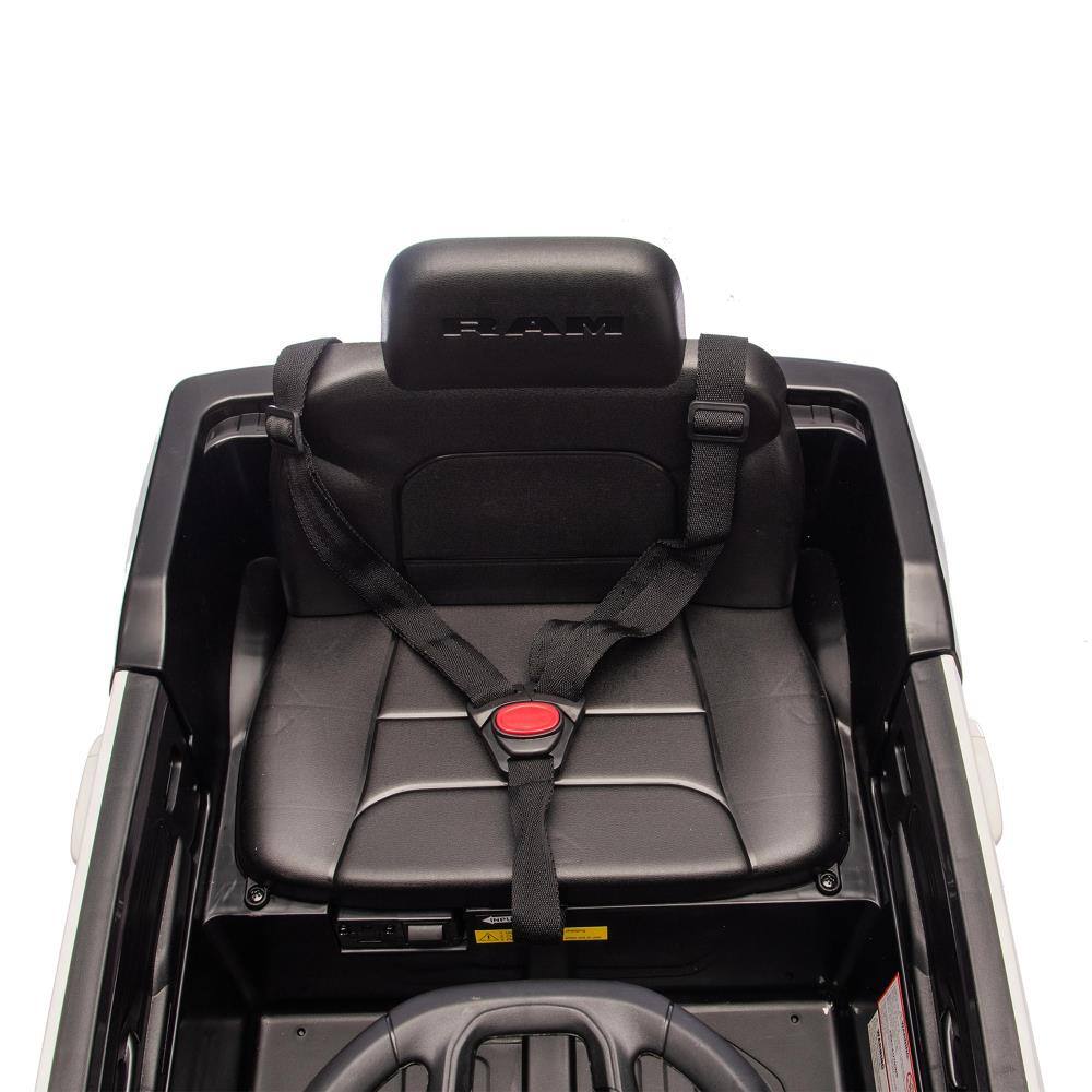 Angle. BreeBe - Licensed Dodge RAM 3500 12V Kids Ride On Truck w/ Remote, 2WD, Suspension, LED Lights, Music, Bluetooth, Ages 3-6 - Black.