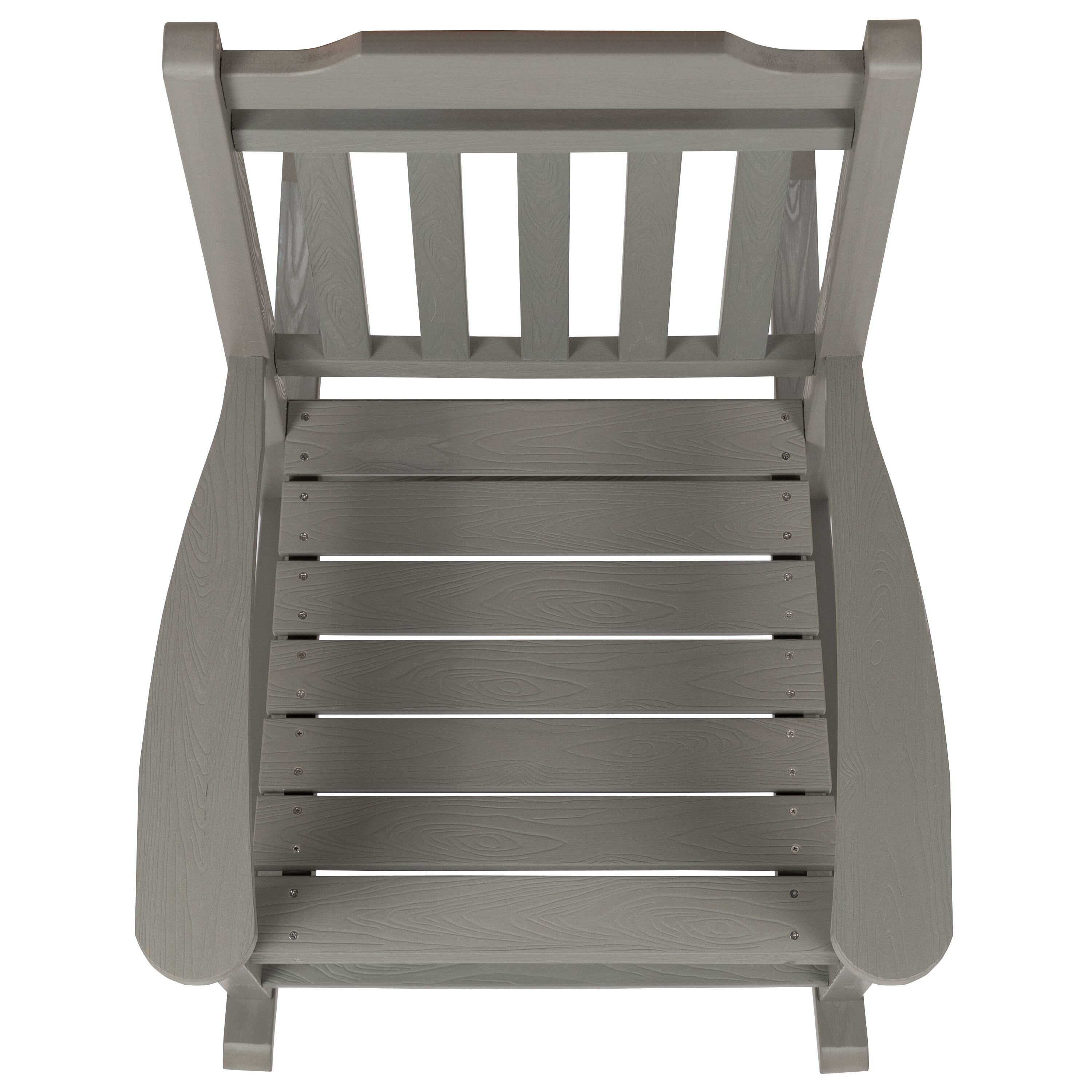 Alt View 9. Emma + Oliver - Set of 2 All-Weather Poly Resin Faux Wood Rocking Chairs for Porch &Patio - Gray.