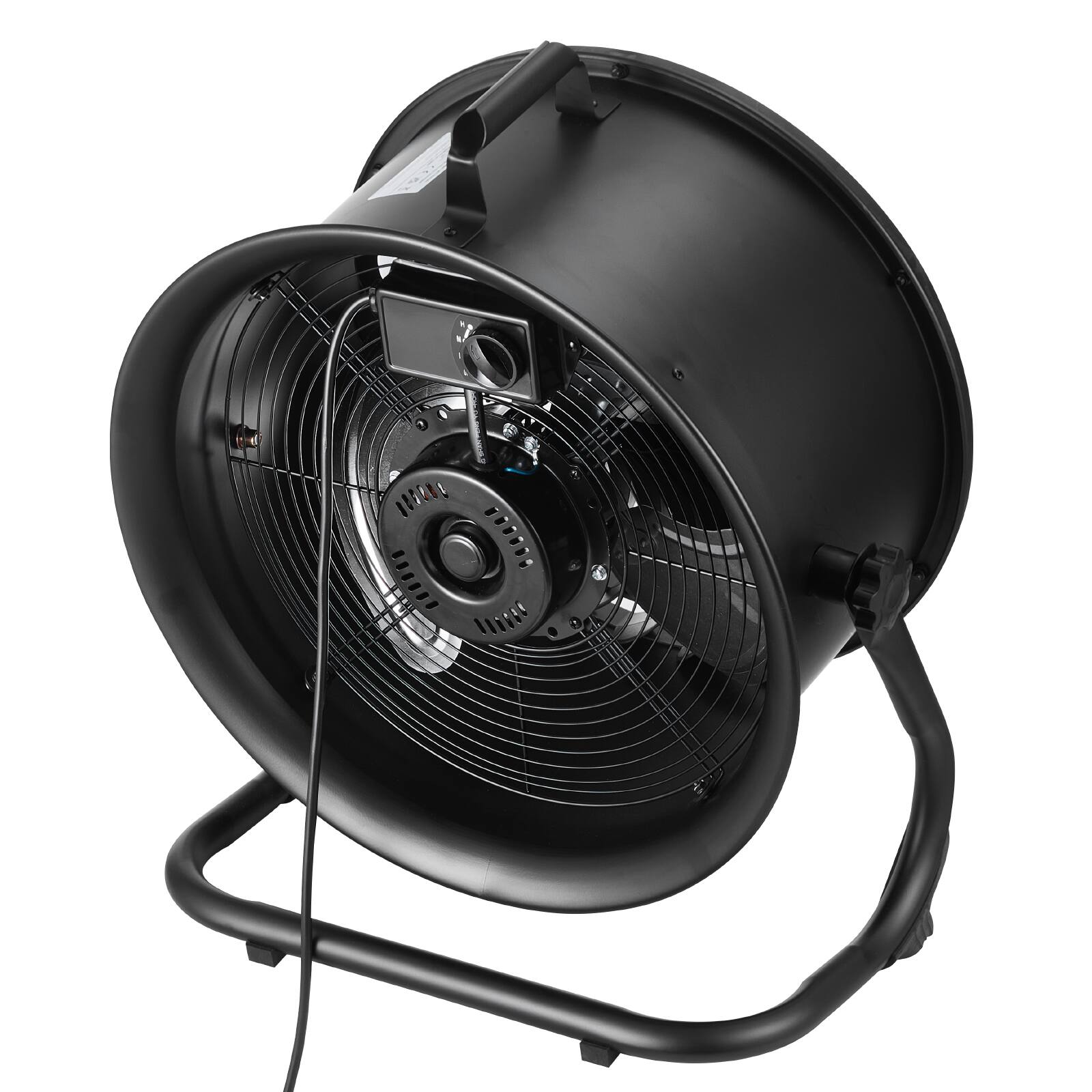 Alt View 5. VEVOR - Floor Fan, 3 Speeds High Velocity Heavy Duty 14 Inch Industrial Fan, 2520 CFM 360° Adjustable Tilt 23.62 ft/sec Airflow - Black.
