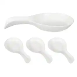 Unique Bargains - 4pcs Spoon Rest, 8.3x4.4" Plastic Spoon Holder Heat Resistant Spatula Ladle Rest Kitchen Utensil Rack - White