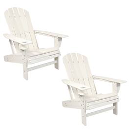 Sunnydaze - Lake Style Adirondack Chair with Cup Holder - Set of 2 - White