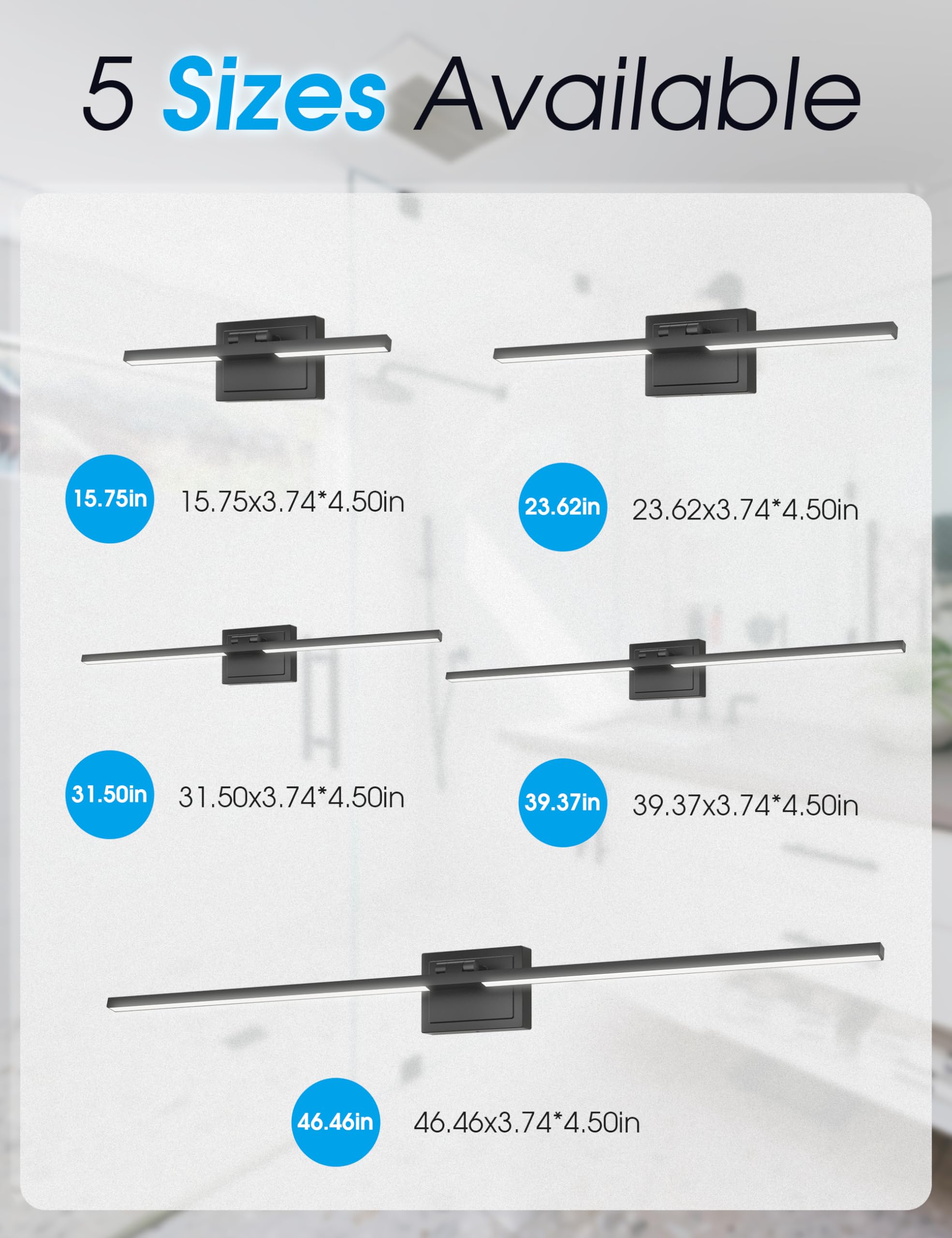 5 Sizes Available

- 15.75in: 15.75x3.74x4.50in
- 23.62in: 23.62x3.74x4.50in
- 31.50in: 31.50x3.74x4.50in
- 39.37in: 39.37x3.74x4.50in
- 46.46in: 46.46x3.74x4.50in
