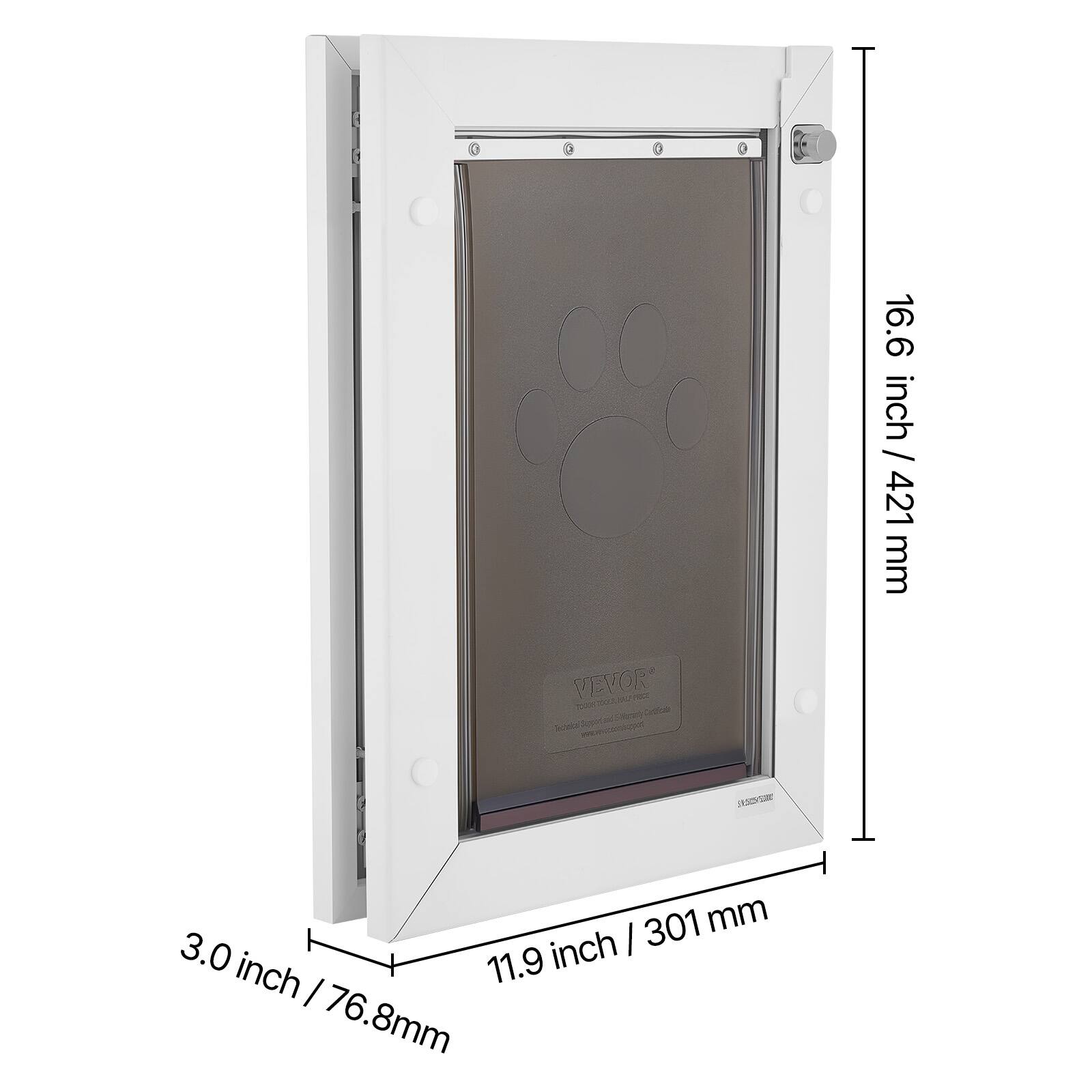 16.6 inch / 421 mm  
VEVOR  
301 mm  
3.0 inch  
11.9 inch / 76.8 mm
