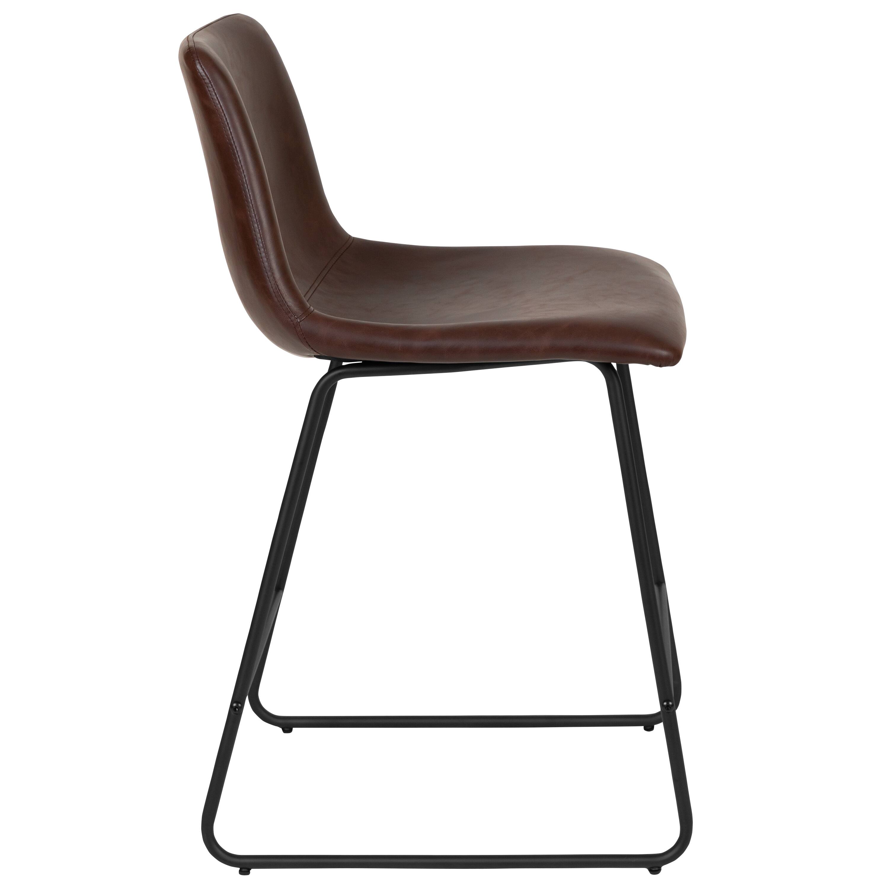Alt View 7. Emma + Oliver - Set of 2 Kitchen Counter Height Stool - 24 Inch LeatherSoft Barstool - Dark Brown.
