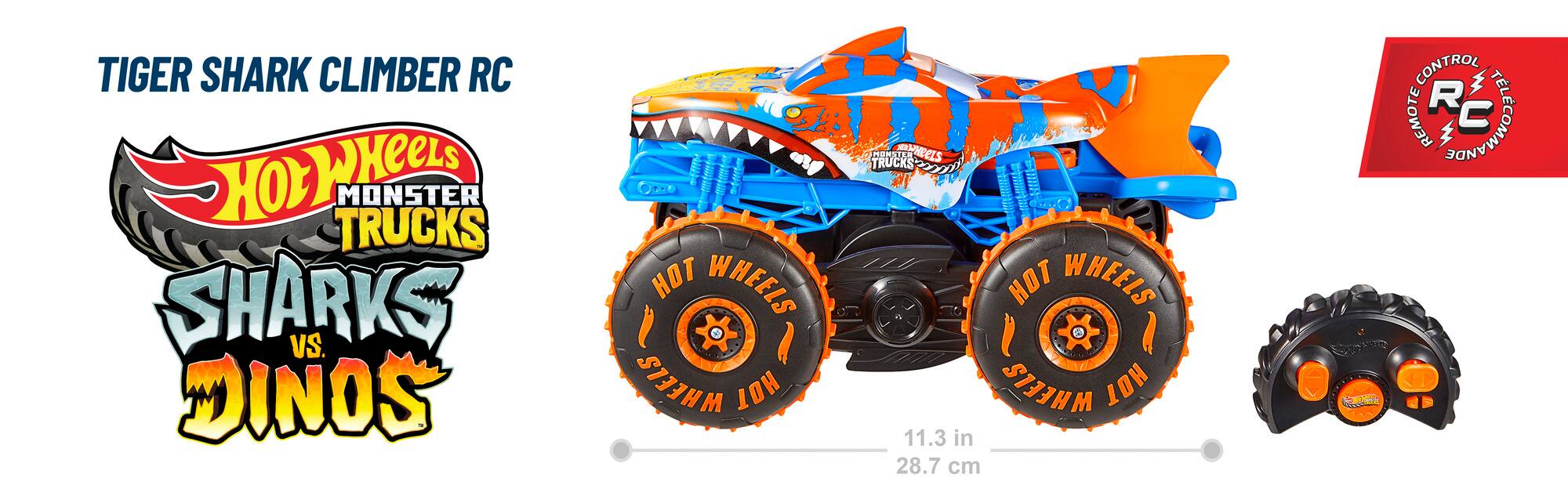 TIGER SHARK CLIMBER RC

Hot Wheels MONSTER TRUCKS

SHARKS VS. DINOS

11.3 in 28.7 cm

REMOTE CONTROL RC