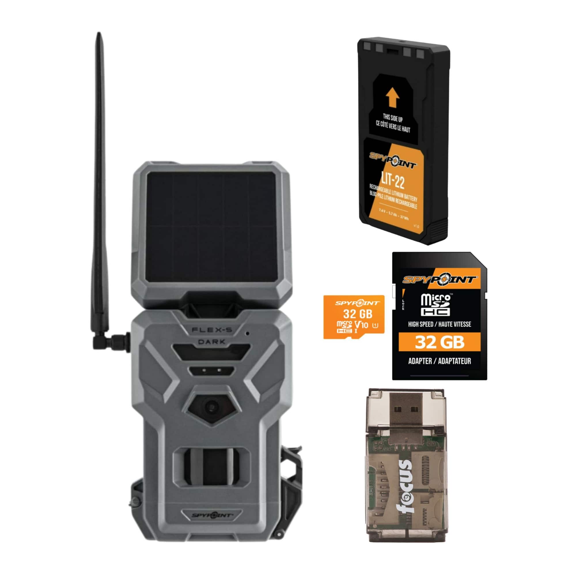 Spypoint - Flex-S-Dark Solar Cellular Trail Camera with Solar Panel & Dual SIM