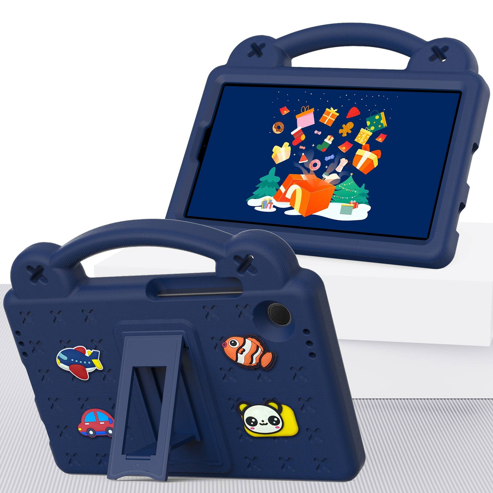 Alt View 2. Dteck - For Samsung Galaxy Tab A11 and Samsung Galaxy Tab A9 8.7-inch, Handle Grip Kickstand Shockproof Rugged Protective Case - Navyblue.