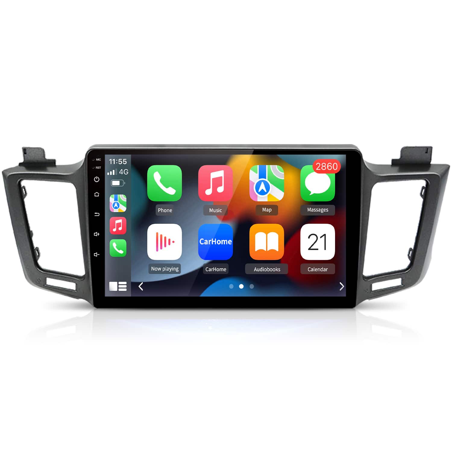 Junsun - 10" 4+64GB Android 15 carplay For Toyota RAV4 2012-2018 Car Stereo Radio GPS Navi WIFI RDS DSP SWC FM BT Small Screen - Black