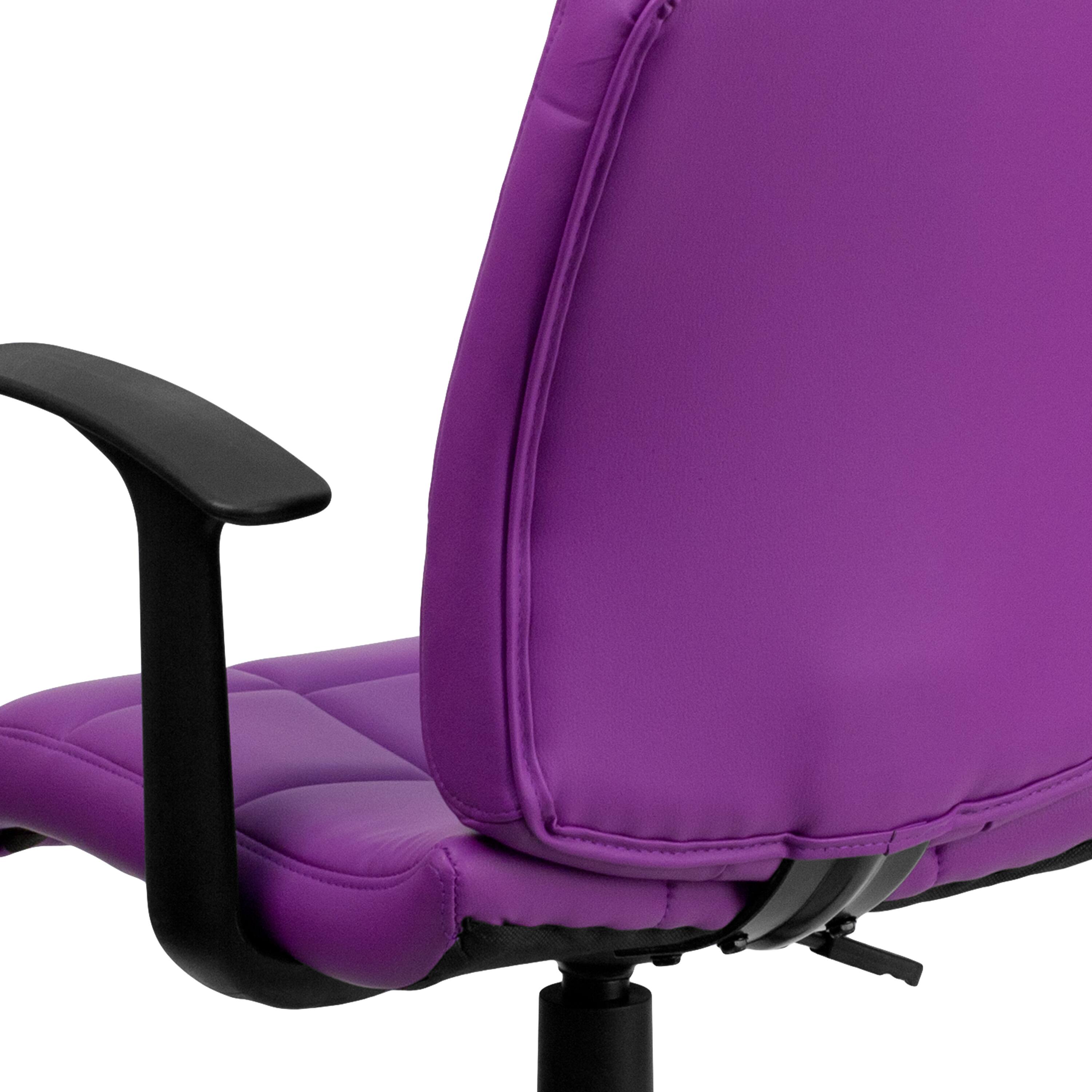 Alt View 8. Emma + Oliver - Mid-Back Quilted Vinyl Swivel Task Office Chair with Arms - Purple.