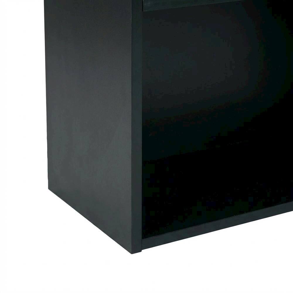 Alt View 3. FurniFact - Black 2-Shelf Bookcase with Metal Frame and Laminate Shelves - Black.