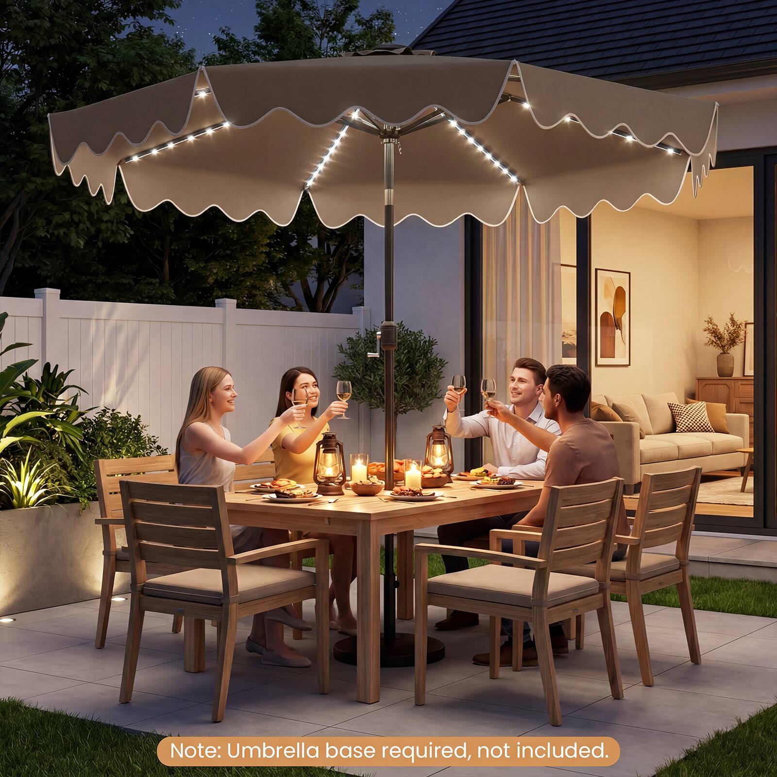 Note: Umbrella base required, not included.
