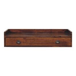 Artisan Furniture - Solid Wood Belmont Wall-Mounted Console Shelf, 1 Drawer - Dark Brown