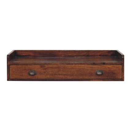Front. Artisan Furniture - Artisan Furniture Solid Wood Belmont Wall-Mounted Console Shelf, 1 Drawer, Dark Brown - Dark Brown.