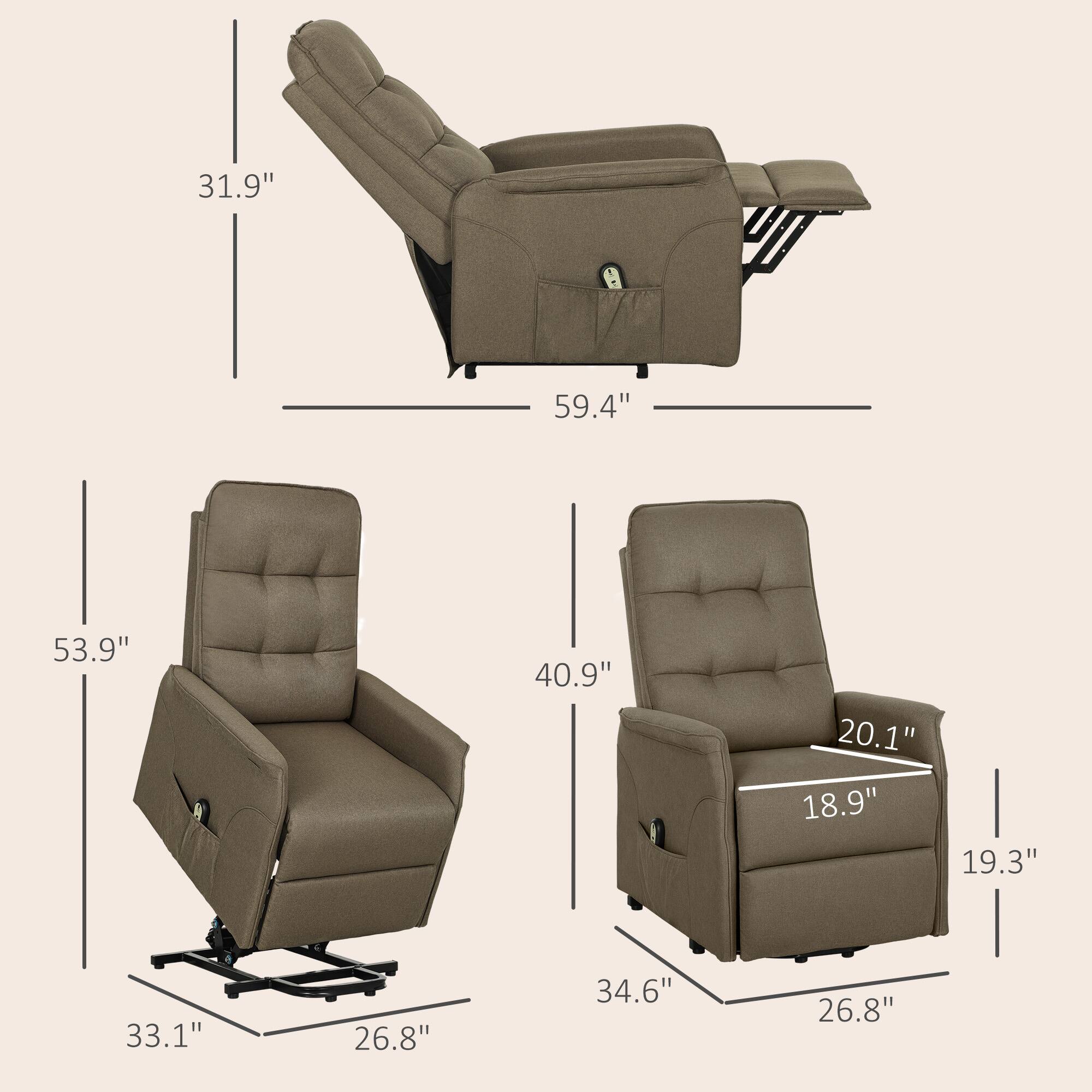Homcom Power Lift Chair: Pocket Spring Tufted Fabric