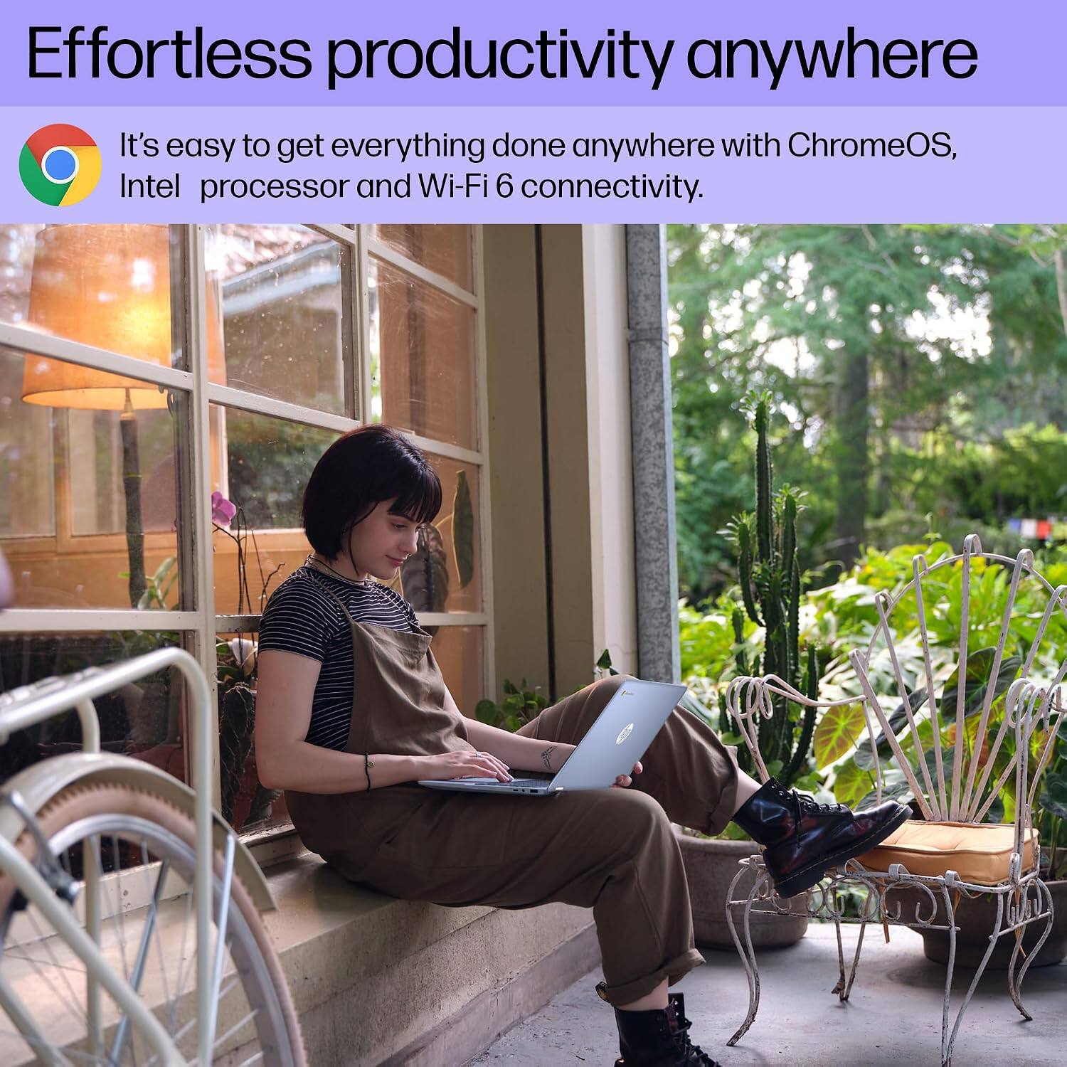 Effortless productivity anywhere

It's easy to get everything done anywhere with ChromeOS, Intel processor and Wi-Fi 6 connectivity.