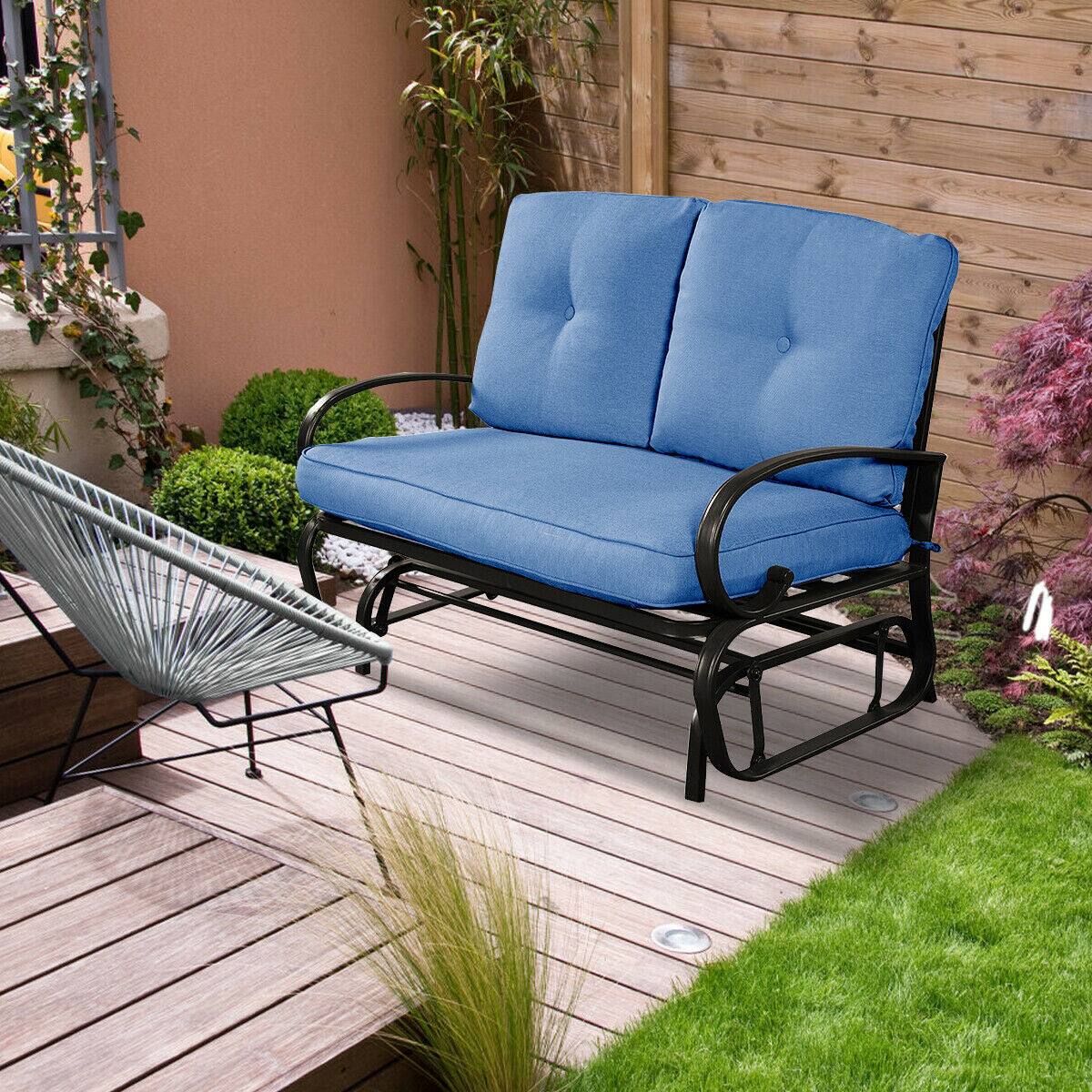 Alt View 4. Boyel Living - 2 Seats Outdoor Swing Glider Chair with Comfortable Cushions - Blue.