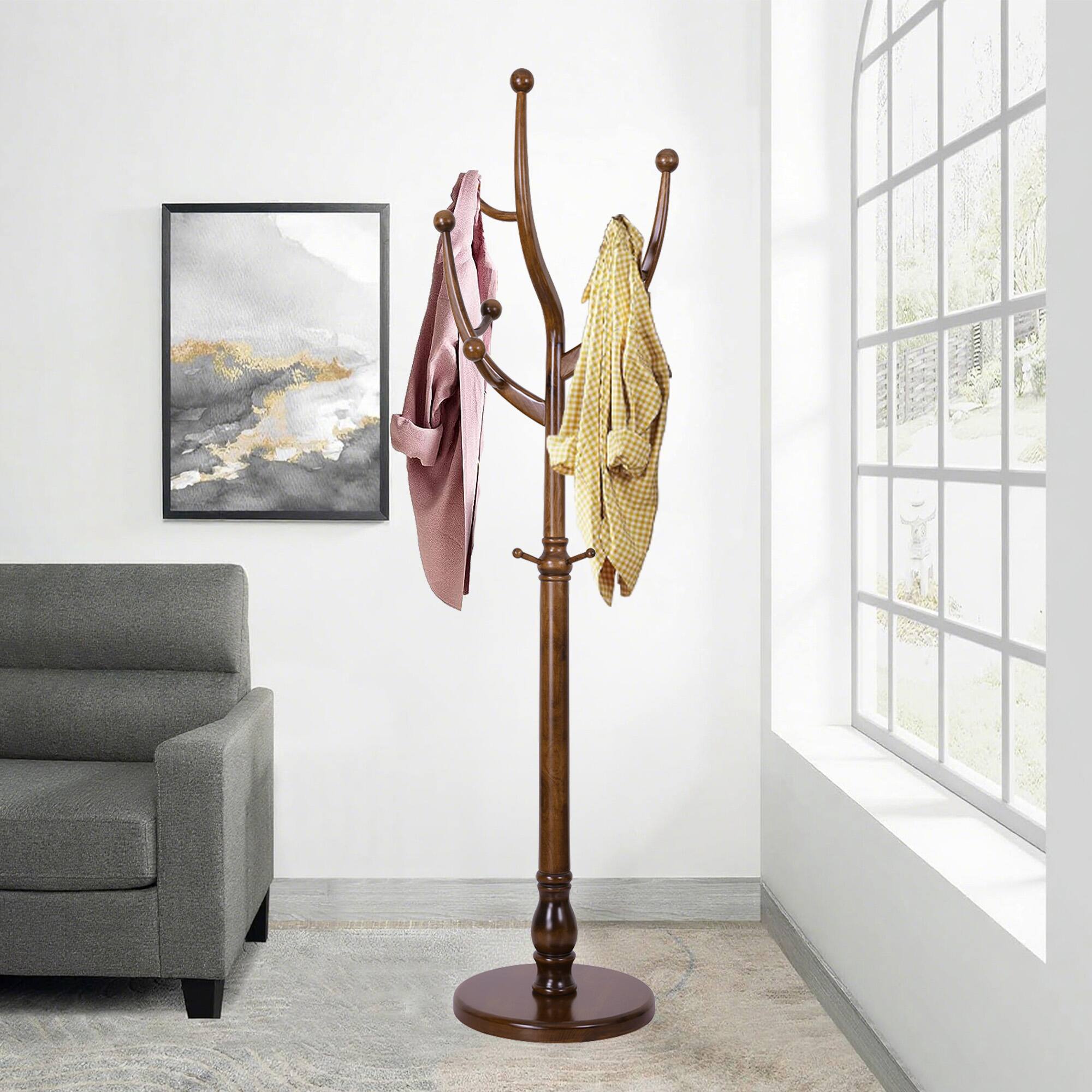 Alt View 1. Chateau Abodes - Wood Coat Rack Freestanding with 11 Hooks, Tree Branch Design & Sturdy Base for Entryway, Hallway, Bedroom - Walnut.