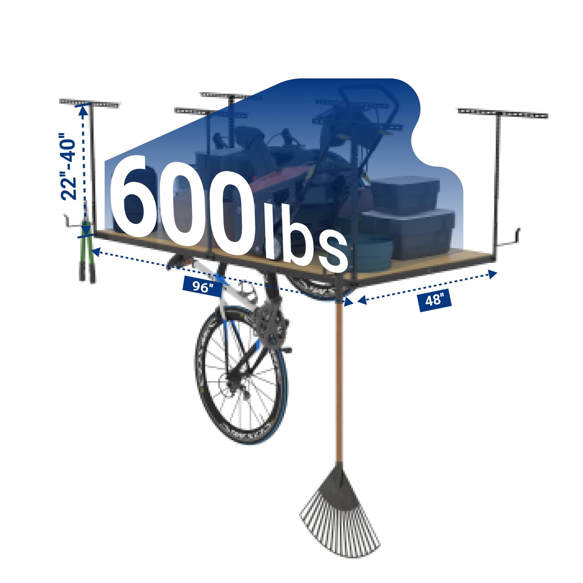 22"-40"  
22'  
600 lbs  
96"  
48"