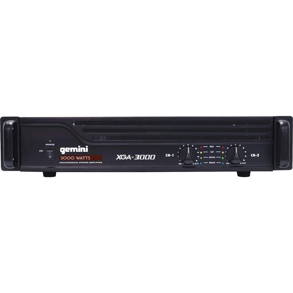 Front. Gemini - XGA-3000 Professional Power Amplifier - Black - Black.