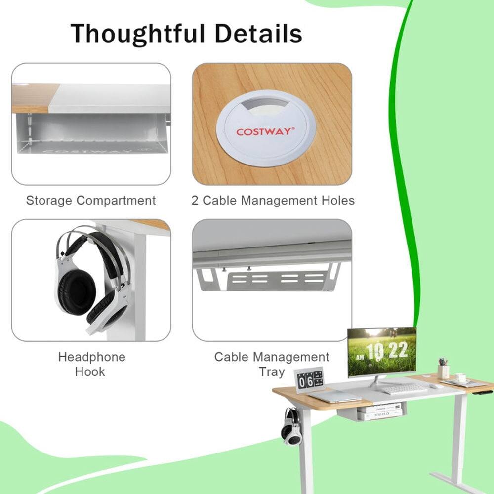Thoughtful Details  
COSTWAY Storage Compartment  
2 Cable Management Holes  
Headphone Hook  
Cable Management Tray