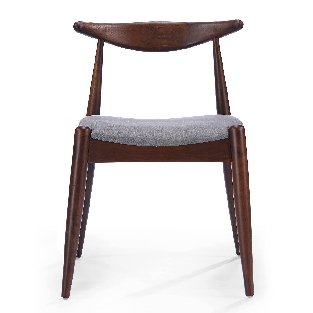 Alt View 9. Loheer - Loheer Set of 2 Rubberwood Dining Chairs Vintage Ergonomic Backrest Cushioned Solid Wood Chairs Walnut Light Gray - Walnut, Light Gray.