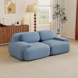 Aukfa - 2 seats Modular Corduroy Sectional Sofa with Ergonomic Support - Pet Friendly, Easy Assembly, Non-Slip Base Design - Blue