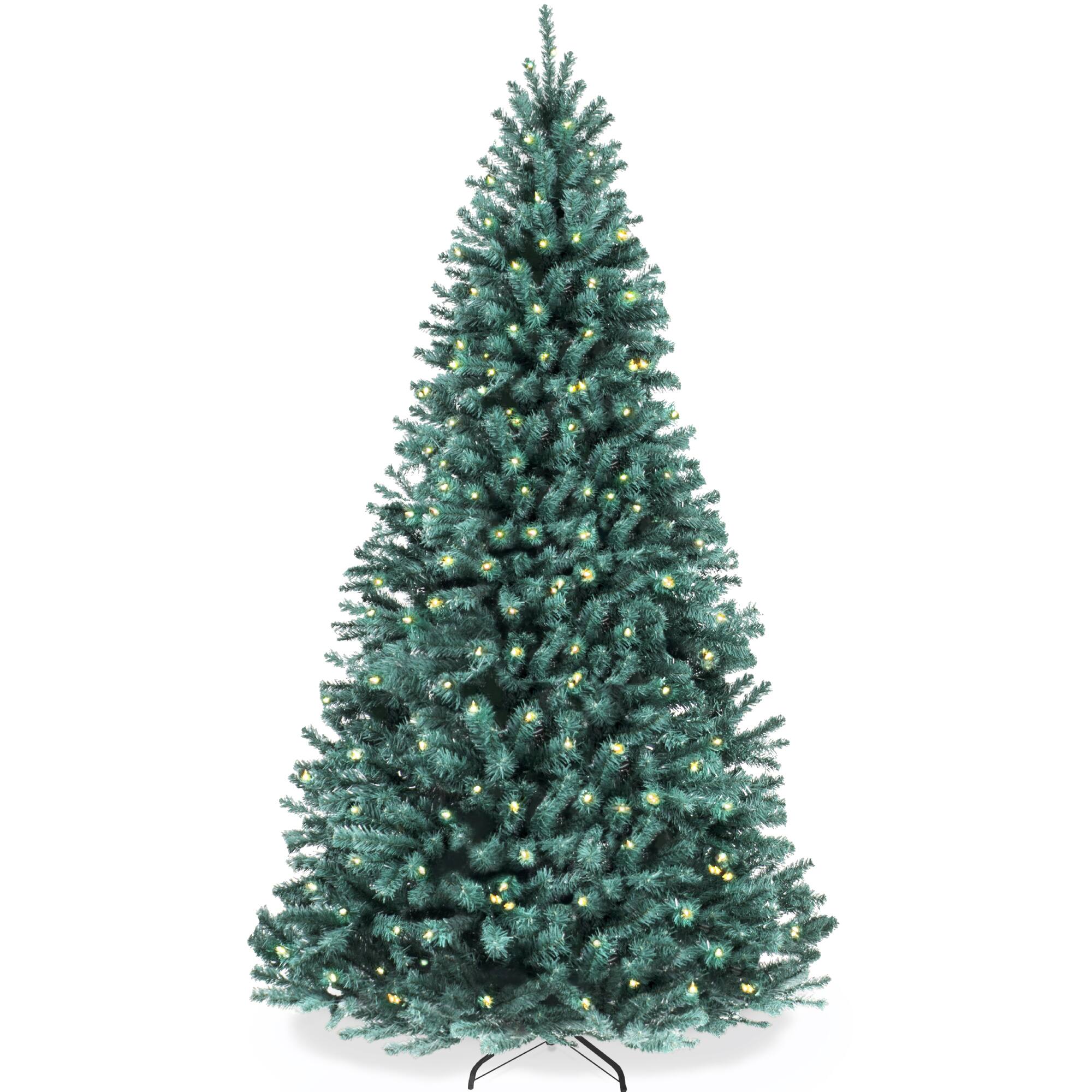 Front. Best Choice Products - Best Choice Products 9ft Pre-Lit Blue Spruce Christmas Tree w/ Foldable Base, 700 Lights, 2236 Tips - Blue Spruce.