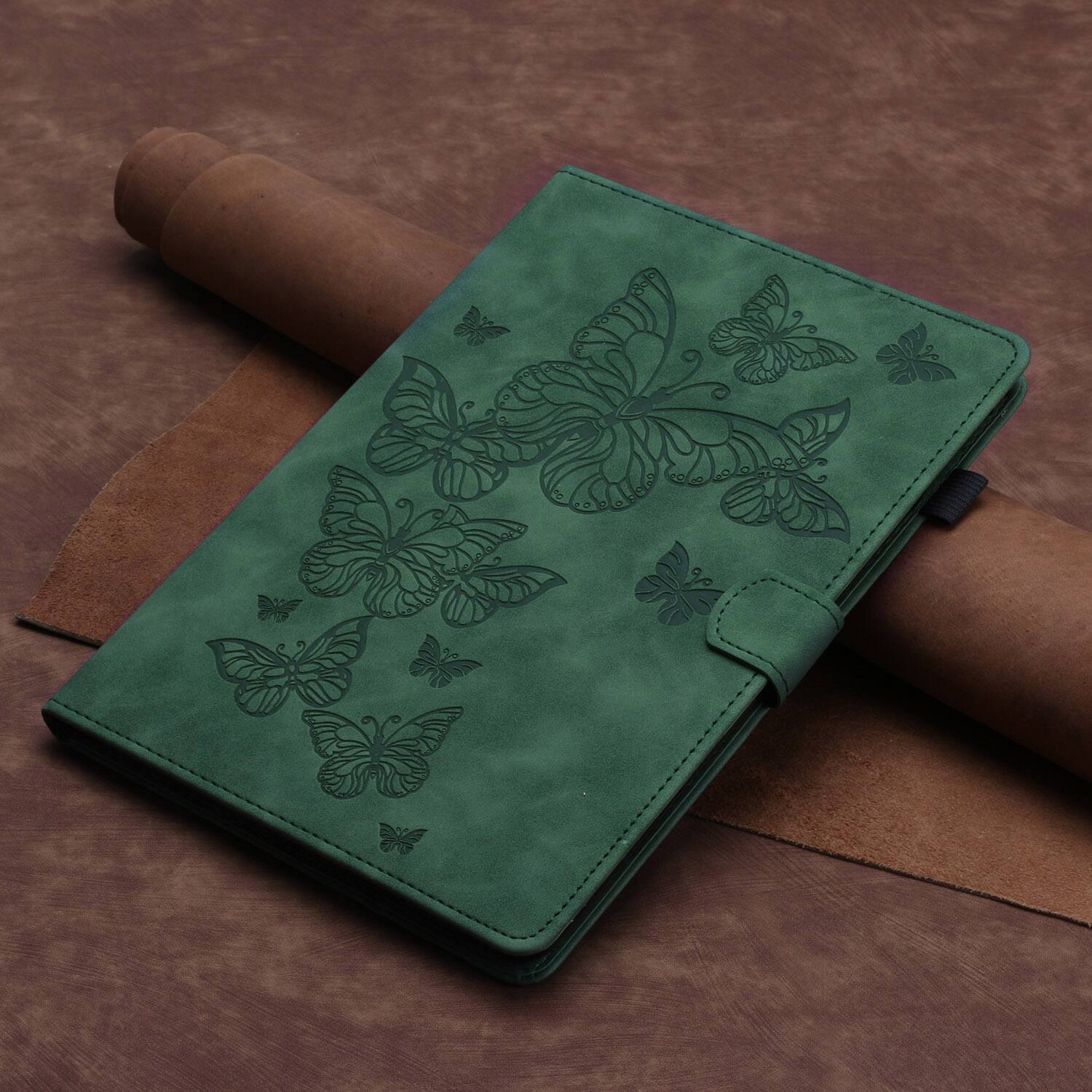 Alt View 5. Dteck - Case for Apple iPad (A16) 11" 2025 and iPad 10th Gen 10.9" 2022,Butterfly Embossed PU Leather Card Slot Stand Flip Cover - Green.