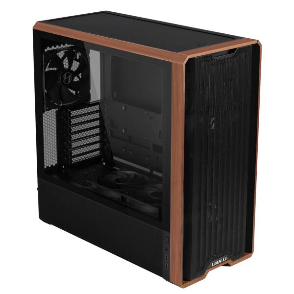 Lian Li LANCOOL 217 Walnut Wood Mid Tower Case, 5 PWM Fans