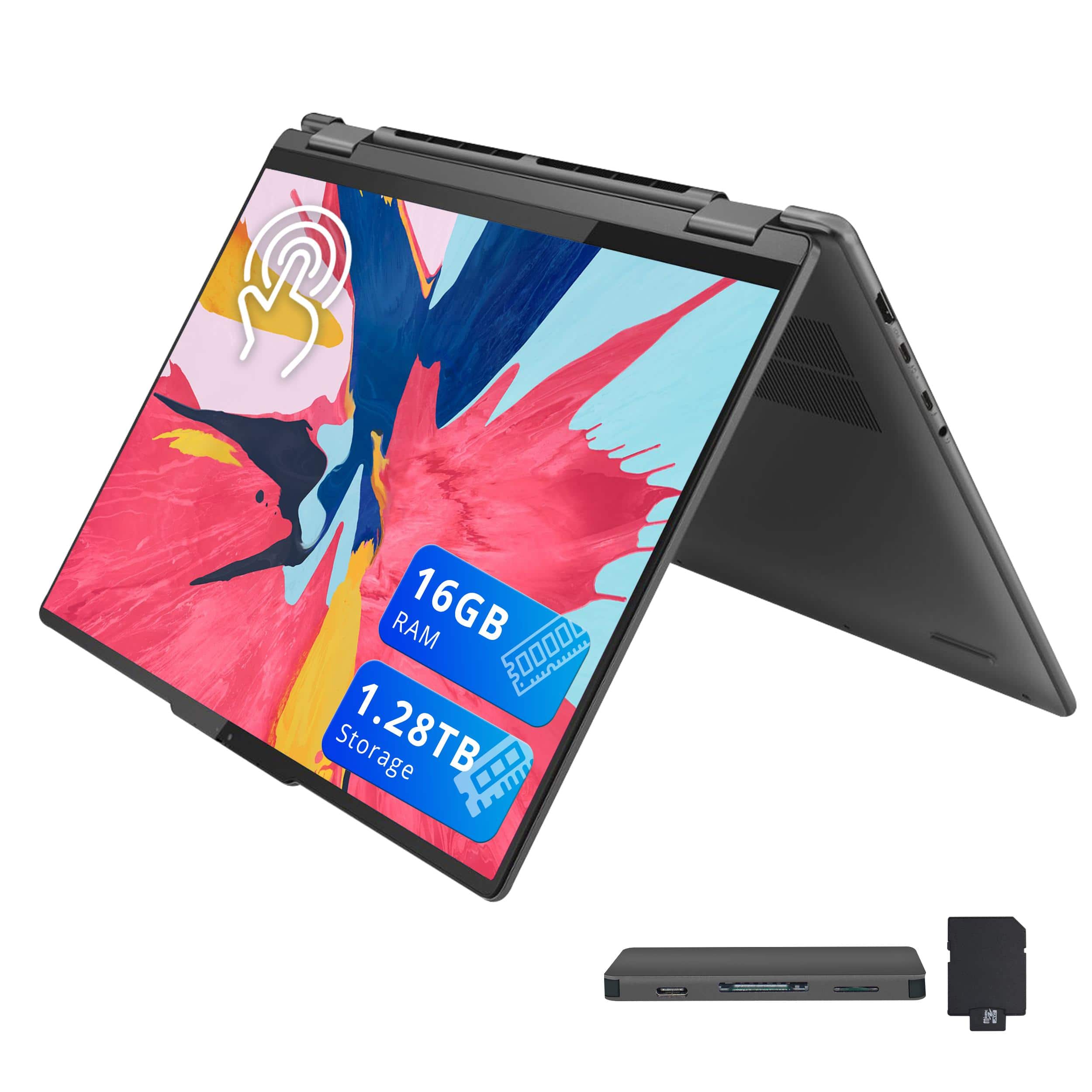 Lenovo - Yoga 7i 16" WUXGA 2-in-1 Touchscreen Laptop,Intel i7-1355U,16GB LPDDR5,1TB SSD+256GB Docking Station,Win 11 - Gray