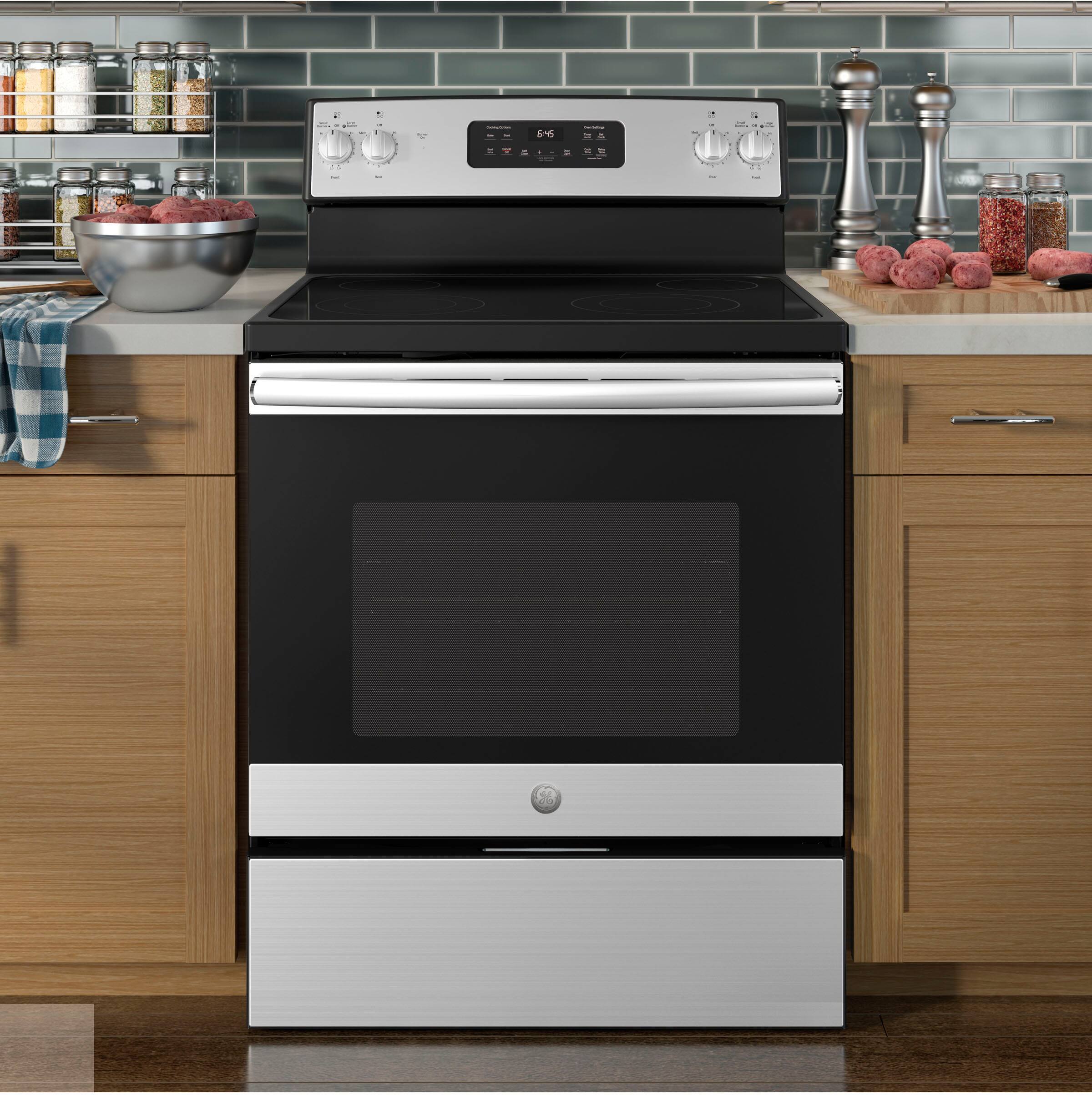 Alt View 16. GE - 5.3 Cu. Ft. Freestanding Electric Range with Self-cleaning - Stainless Steel.