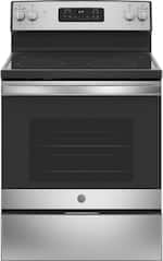 GE - 5.3 Cu. Ft. Self-Cleaning Freestanding Electric Range - Stainless Steel - Front_Standard
