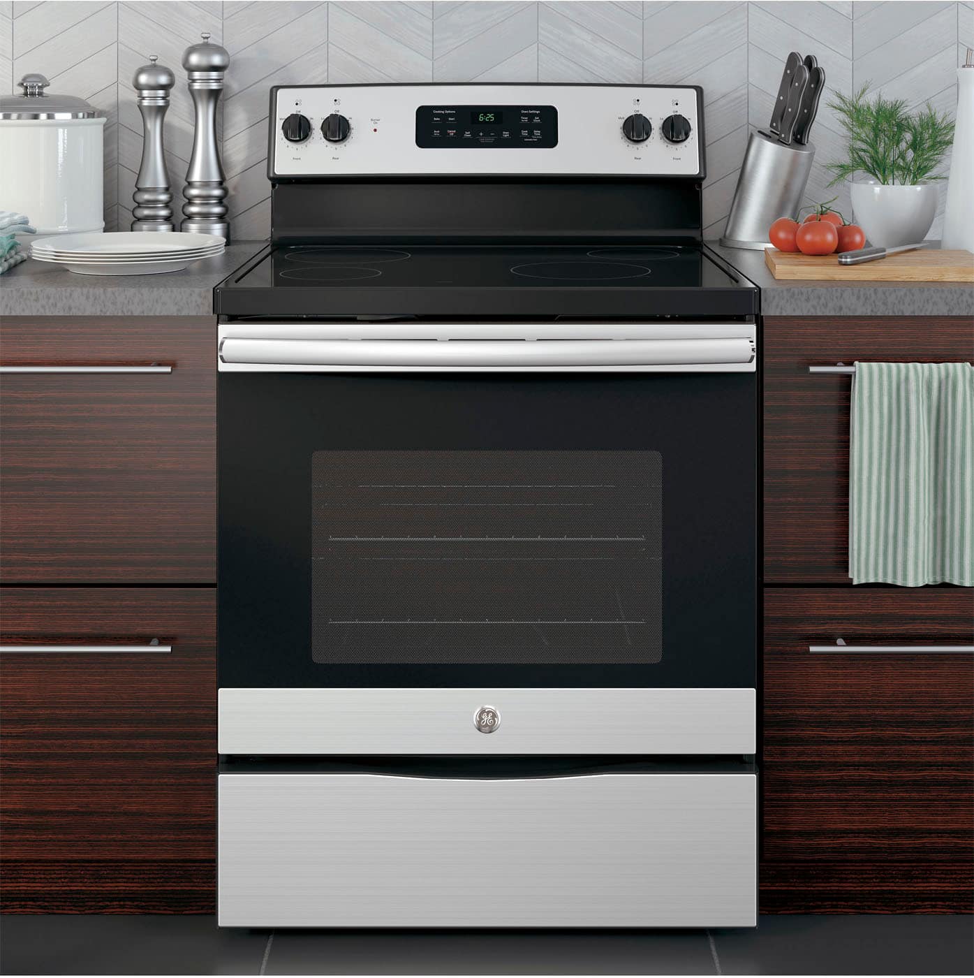 Alt View 1. GE - 5.3 Cu. Ft. Freestanding Electric Range with Self-cleaning - Stainless Steel.