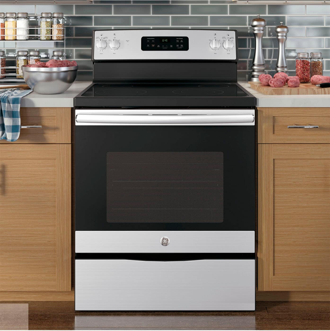 Alt View 2. GE - 5.3 Cu. Ft. Freestanding Electric Range with Self-cleaning - Stainless Steel.