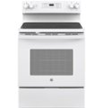 Front Zoom. GE - 5.3 Cu. Ft. Freestanding Electric Range with Self-cleaning - White.