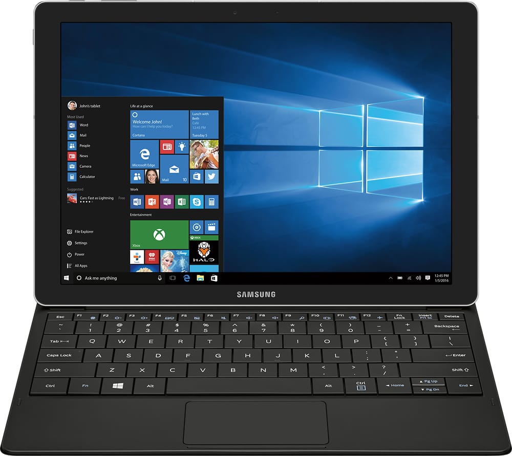 Front. Samsung - Galaxy TabPro S - 12" - 128 GB - Black.