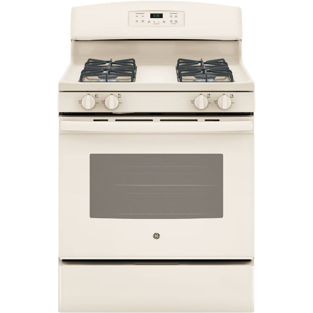 Front Zoom. GE - 5.0 Cu. Ft. Self-Cleaning Freestanding Gas Range - Bisque.