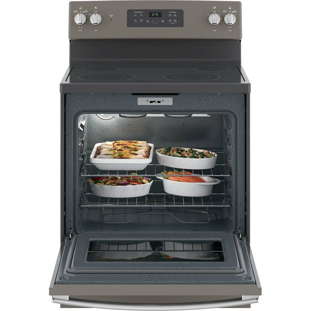 Alt View 2. GE - 5.3 Cu. Ft. Freestanding Electric Range with Self-cleaning - Slate.