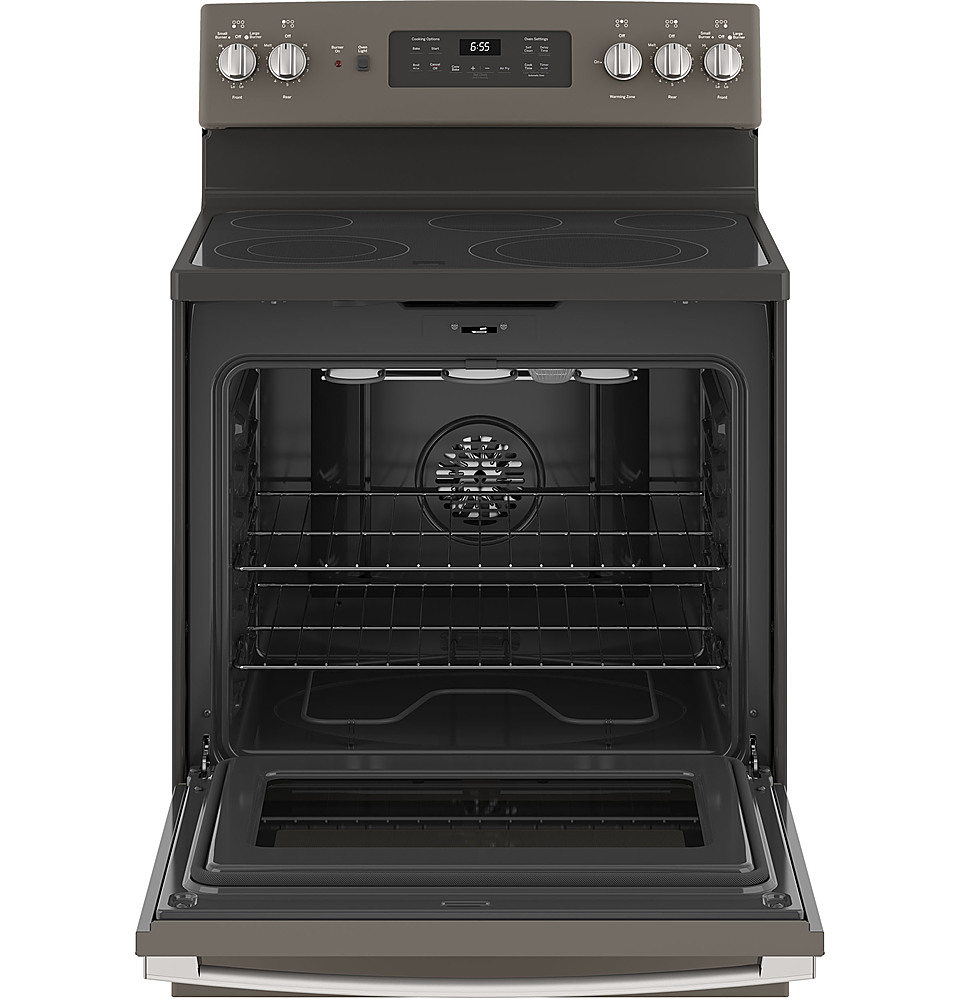 Angle View: GE - 2.9 Cu. Ft. Freestanding Electric Range - Stainless Steel
