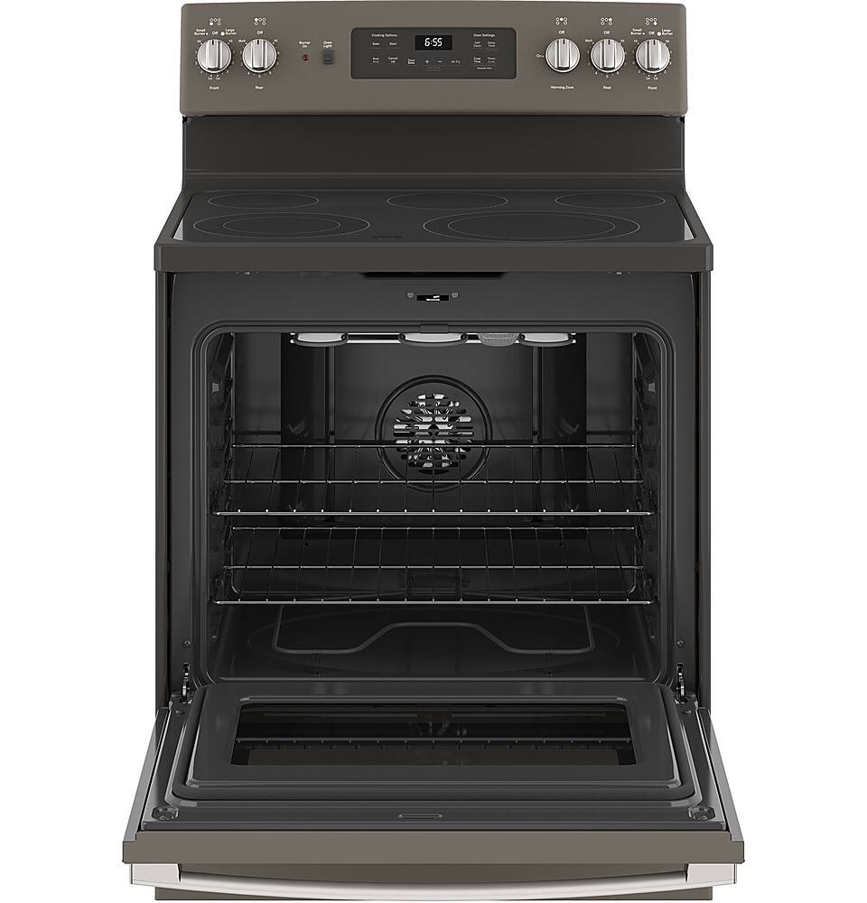 Angle View: GE - 2.9 Cu. Ft. Freestanding Electric Range - Stainless Steel