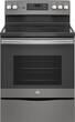 GE - 5.3 Cu. Ft. Freestanding Electric Convection Range - Slate - Larger Front