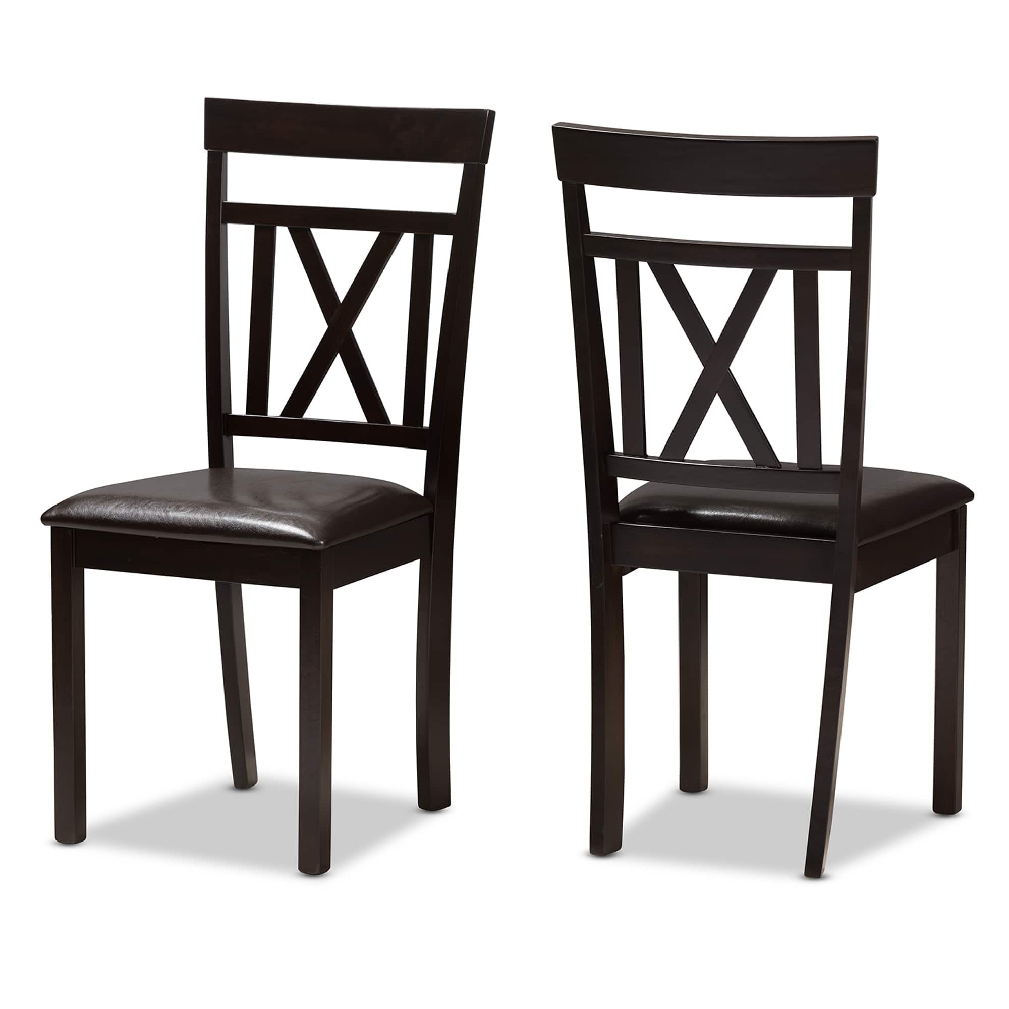 Baxton Studio - Set of 2 Rosie Modern and Contemporary Faux Leather Upholstered Dining Chairs - Dark Brown
