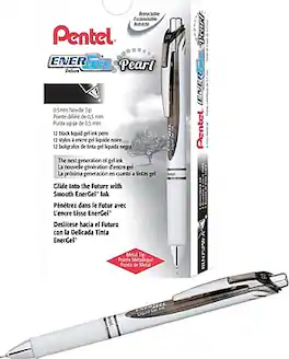 Pentel - EnerGel Pearl Deluxe RTX Gel Retractable Pens, Fine Point, Dozen - Black Ink