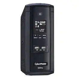 CyberPower - 1000VA BRG1000AVRLCD UPS with 600W, AVR, LCD, and 2.1 USB Charging - Black