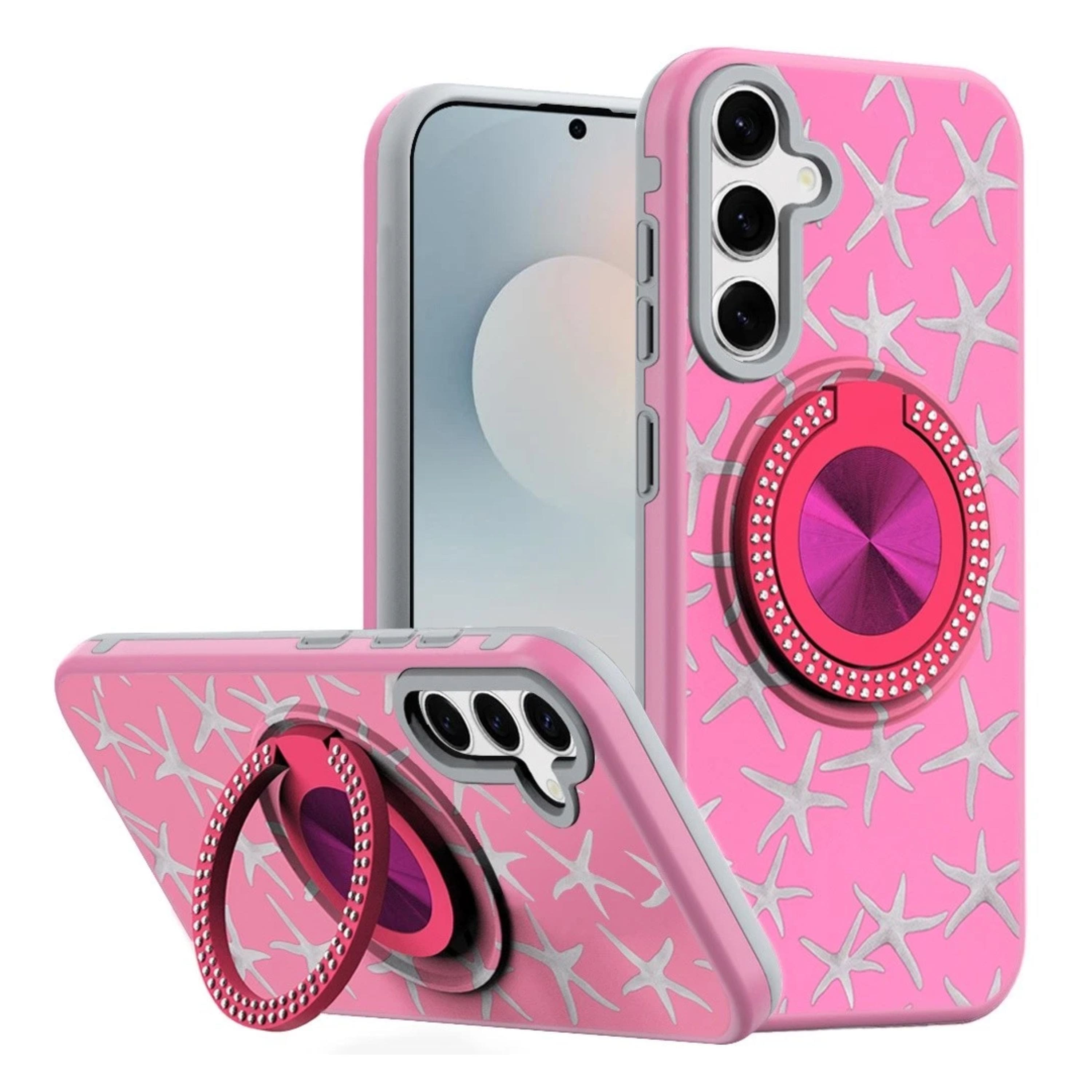 Kitcheniva - Printed Design Case With 360 Stand Tempered Glass For Samsung Galaxy S26+ Plus Starfish - Multicolor