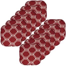 Sweet Home Collection - Mirage Hexagonal Memory Foam No Slip Back 16" x 16" Chair Pad Cushion, 12-Pack - Wine/White