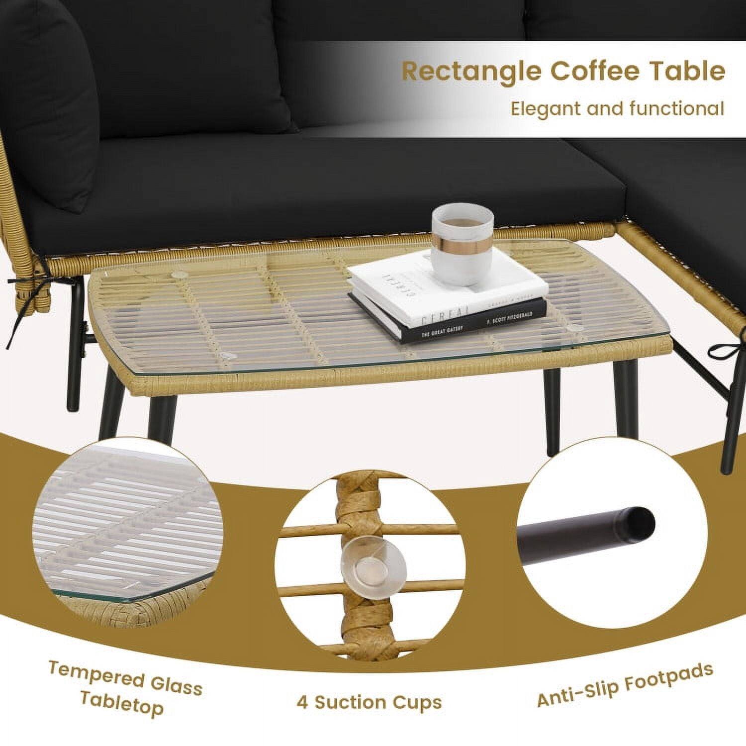 Rectangle Coffee Table  
Elegant and functional  

- Tempered Glass Tabletop  
- 4 Suction Cups  
- Anti-Slip Footpads
