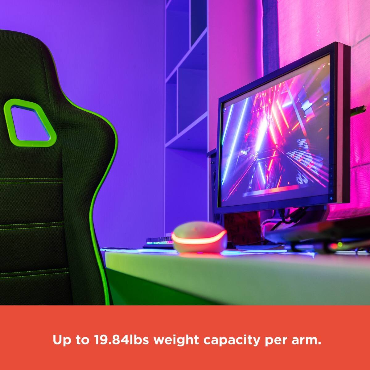 Up to 19.84lbs weight capacity per arm.